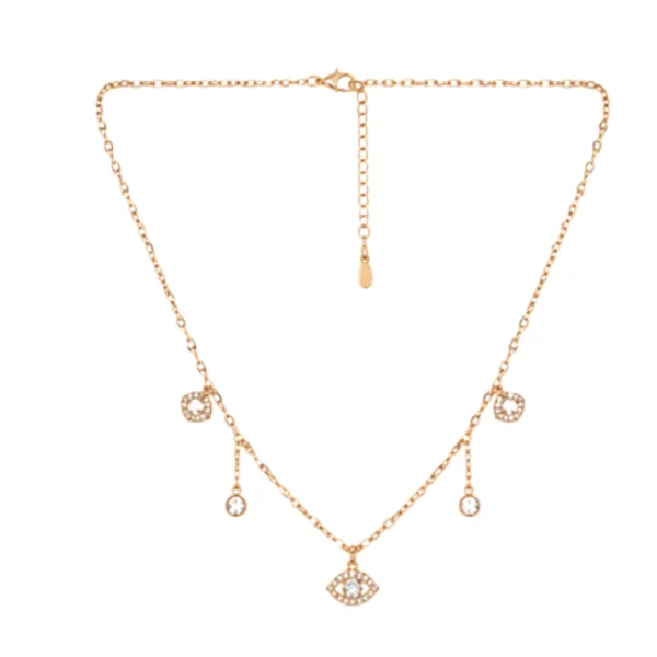 Crystal-Adorned Evil Eye & Teardrop Pendant Necklace