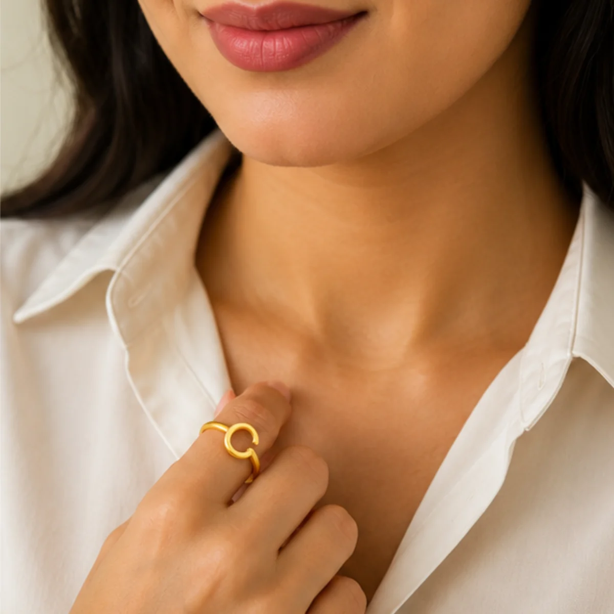 Golden Letter C Ring - Image 2