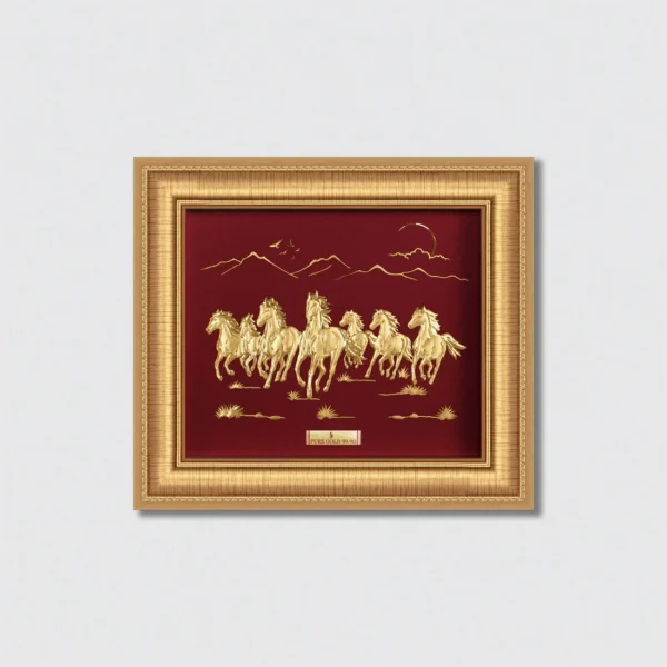 Prosperity Seven Horses Gold Frame