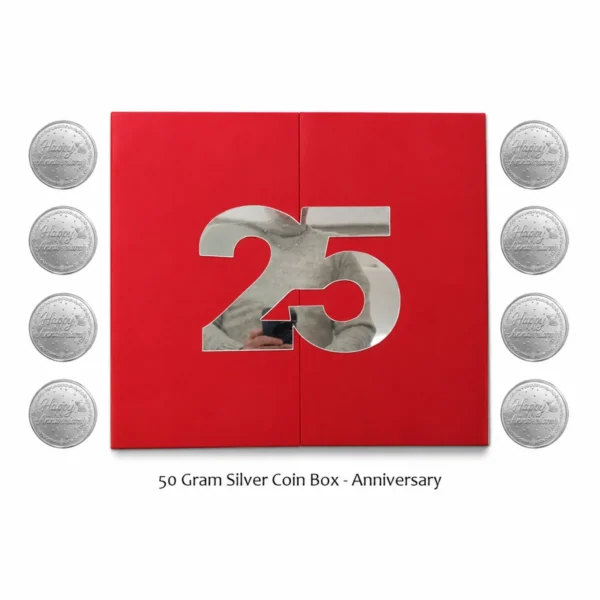 50 GRAM SILVER COIN BOX – Anniversary